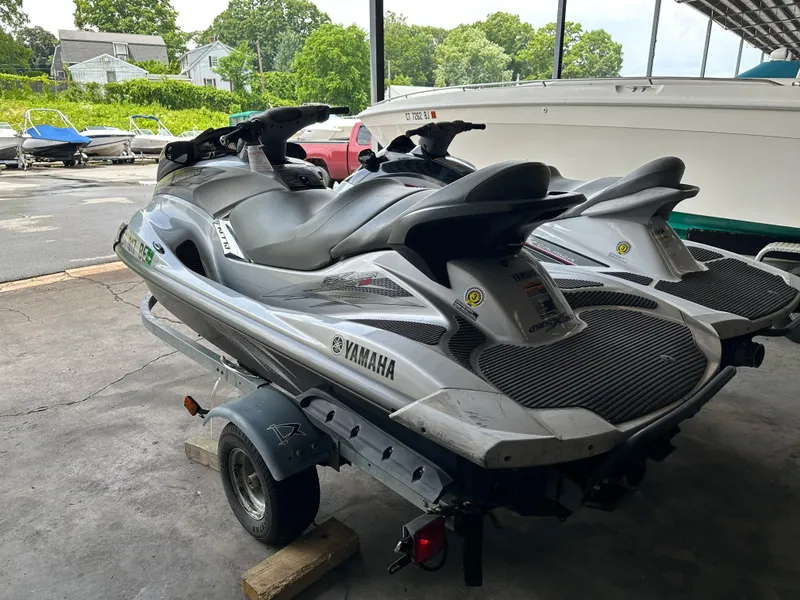 Slide: The Image of 2009 Yamaha WaveRunner FX Cruiser H/O on a trailer in a storage area. - 7