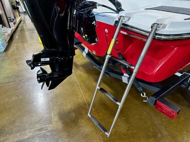 Slide: The Image of 2024 Bayliner Element M15 boat with ladder and outboard motor. - 14