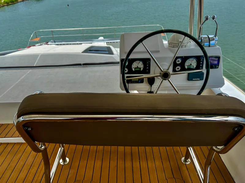 Slide: The Image of Helm station of 2017 Fountaine Pajot Ipanema 58 Power Catamaran with ocean view. - 27