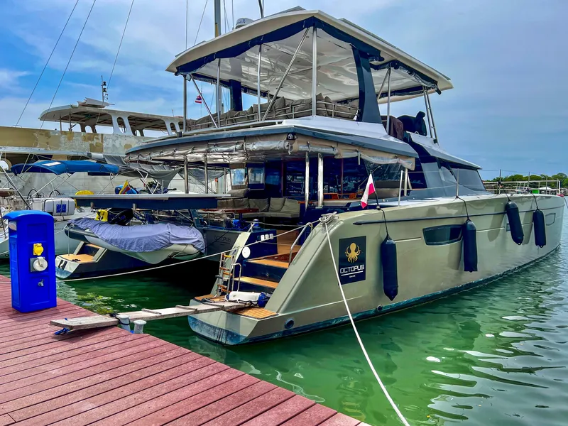 Slide: The Image of 2017 Fountaine Pajot Ipanema 58 Power Catamaran docked at marina. - 3