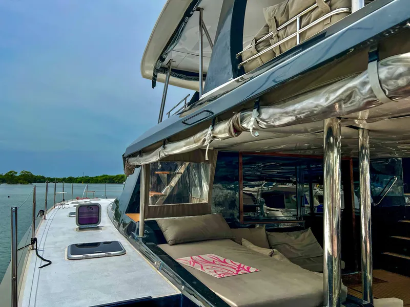 Slide: The Image of 2017 Fountaine Pajot Ipanema 58 Power Catamaran with outdoor seating area. - 37