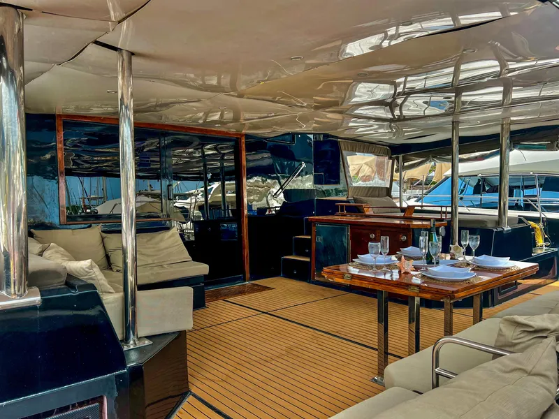 Slide: The Image of 2017 Fountaine Pajot Ipanema 58 Power Catamaran interior with dining area and seating. - 39