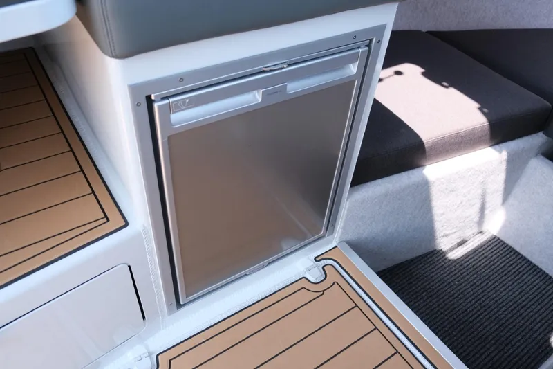 Slide: The Image of Makaira Gen3 800 boat interior with compact fridge, 2023 model. - 25