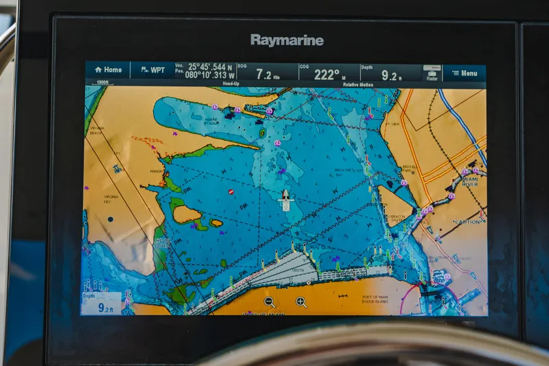 Slide: The Image of Raymarine navigation display on 2016 Boston Whaler 420 Outrage boat. - 27