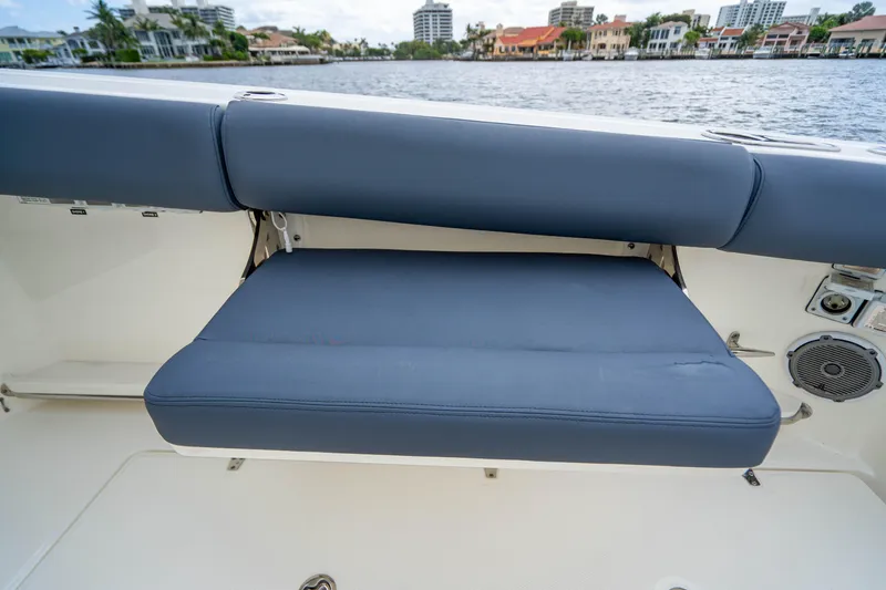 Slide: The Image of Boston Whaler 420 Outrage 2016 boat seat with waterfront view. - 44