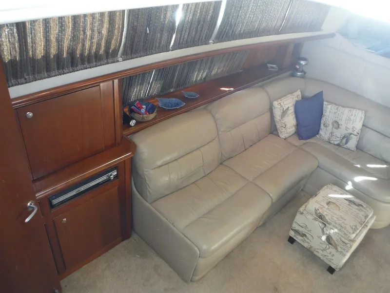 Slide: The Image of Luxurious interior of 2005 Cruisers Yachts 455 Express Motoryacht with leather seating. - 17