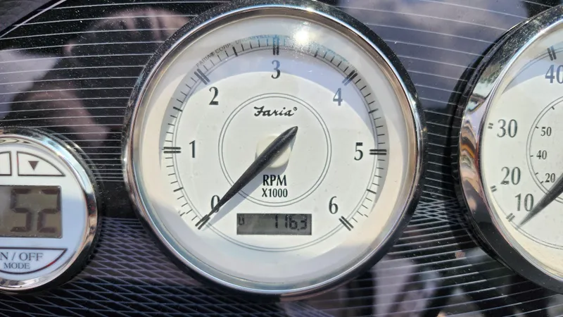 Slide: The Image of Close-up of 2017 Regal 22 FasDeck tachometer showing 1163 RPM. - 14