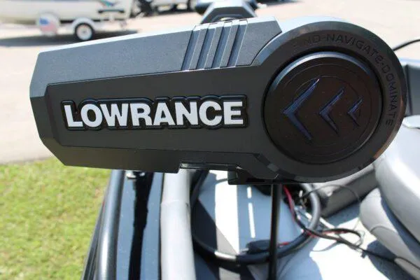 Slide: The Image of Close-up of Lowrance equipment on a 2023 Lowe FM1800 boat. - 6