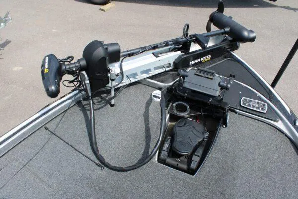 Slide: The Image of Nitro Z20 2017 boat with Minn Kota trolling motor and foot pedal control. - 4