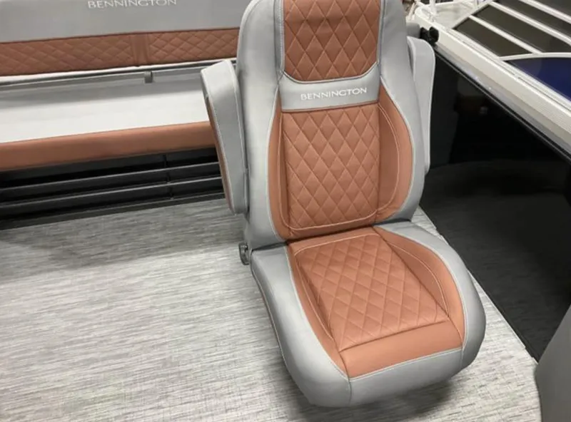 Slide: The Image of 2022 Bennington 23 LSB Swingback boat seat with diamond-stitched upholstery. - 4