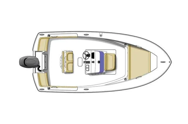 Slide: The Image of Top view of 2023 Scout 195 Sportfish boat layout with seating and console. - 9