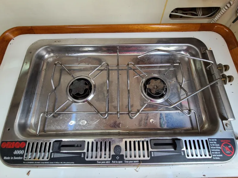 Slide: The Image of Two-burner stainless steel stove on a Farrier F-25C #22, 2016 model. - 13