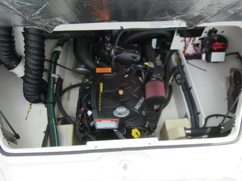 Slide: The Image of Engine compartment of a 2020 Vortex 203 VR boat with Rotax engine. - 24