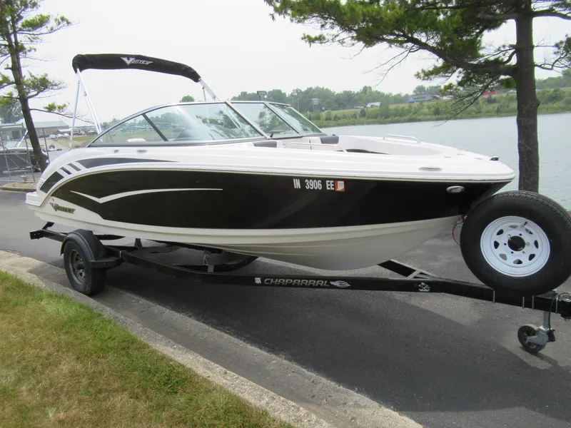 Slide: The Image of 2020 Vortex 203 VR boat on trailer by lakeside. - 8