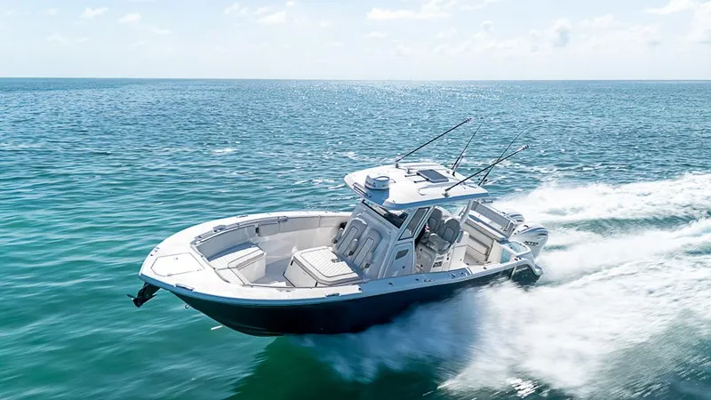 Slide: The Image of 2024 Sea Fox 328 Commander cruising on open ocean waters. - 4