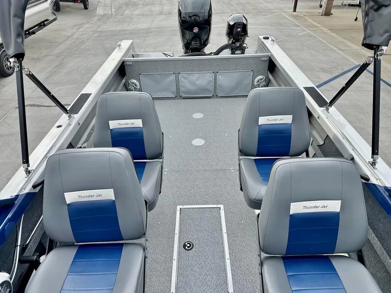 Slide: The Image of Thunder Jet 205 Rush w/ 150HP Mercury Pro XS and a 9.9 Mercury Kicker! 2023 - 12