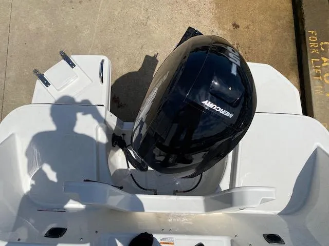 Slide: The Image of 2024 Bayliner Element E21 boat with Mercury outboard motor, top view. - 25