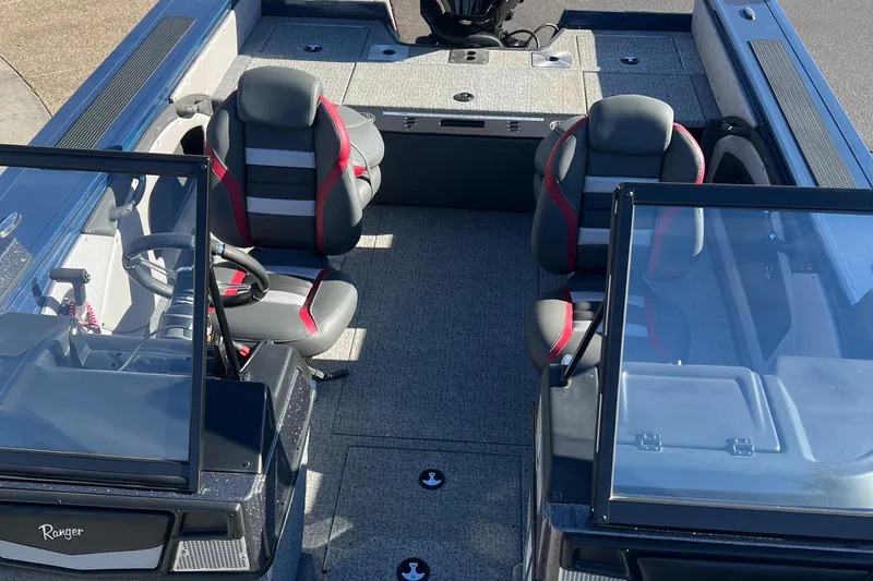 Slide: The Image of 2023 Ranger VX1788 WT boat interior with dual seats and windshield. - 4