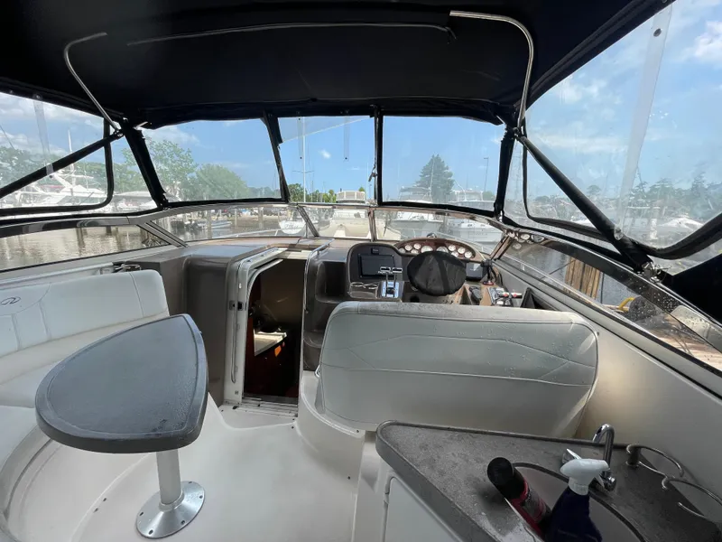 Slide: The Image of Interior view of 2005 Regal Commodore 3560 IB yacht cockpit and helm station. - 36