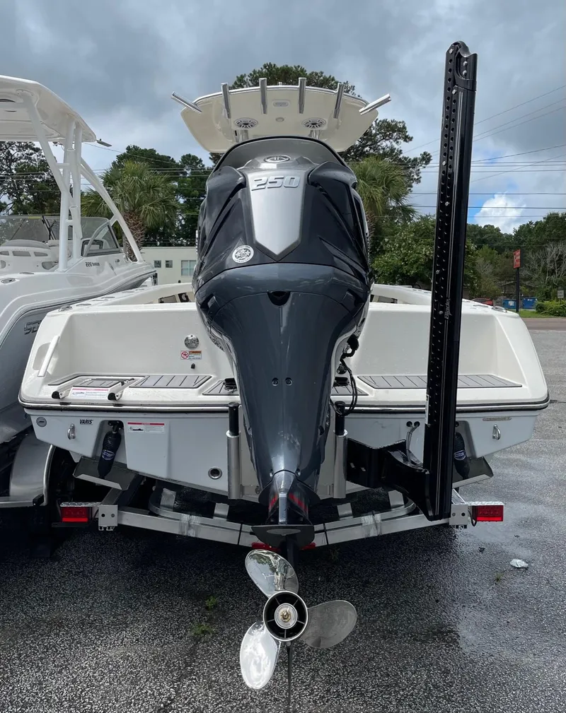 Slide: The Image of 2024 Pathfinder 2400 Open boat with powerful outboard motor. - 2