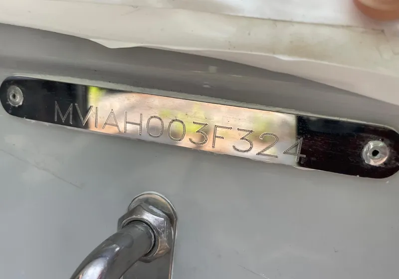 Slide: The Image of VIN plate on 2024 Pathfinder 2400 Open boat, displaying serial number. - 20