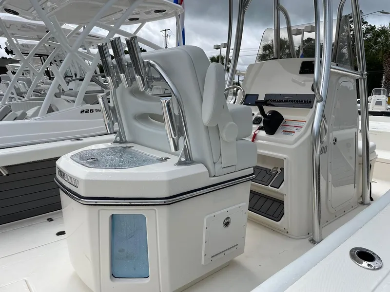 Slide: The Image of 2024 Pathfinder 2400 Open boat interior with seating and control console. - 4