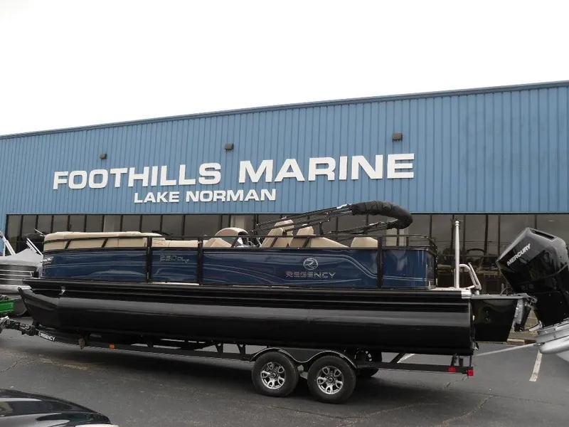 The Image of 2024 Regency 250 DL3 pontoon boat at Foothills Marine, Lake Norman. - 1