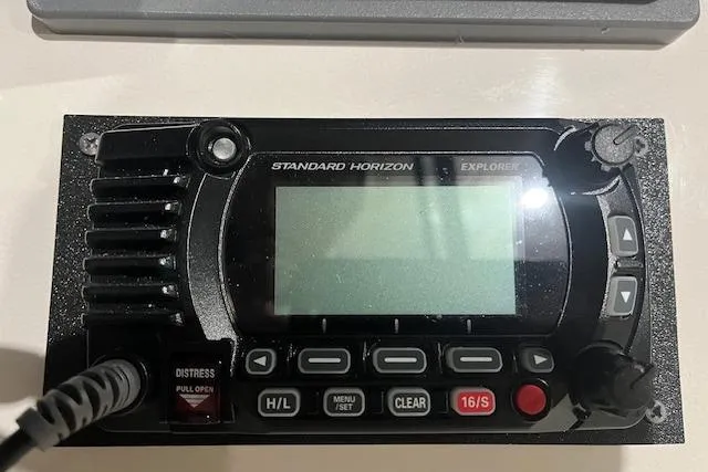 Slide: The Image of Standard Horizon Explorer marine radio on 2000 Silverton 392 Motor Yacht dashboard. - 18