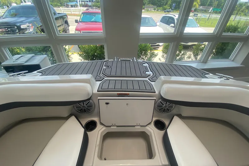 Slide: The Image of 2024 Starcraft SVX 190 boat interior with seating and storage compartments. - 18