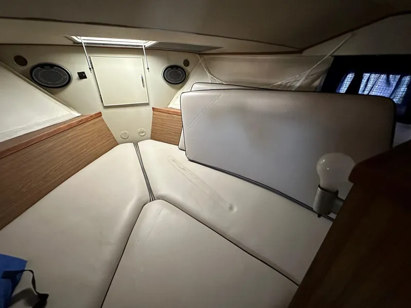 Slide: The Image of Interior of 1968 Chris-Craft 35 Commander with cushioned seating. - 21