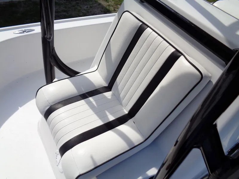 Slide: The Image of 2011 Cape Horn 23 Cape Bay boat seat with black and white upholstery. - 29