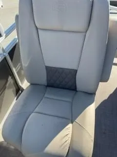 Slide: The Image of 2024 Sun Tracker Fishin' Barge 20 DLX boat seat, gray upholstery. - 13