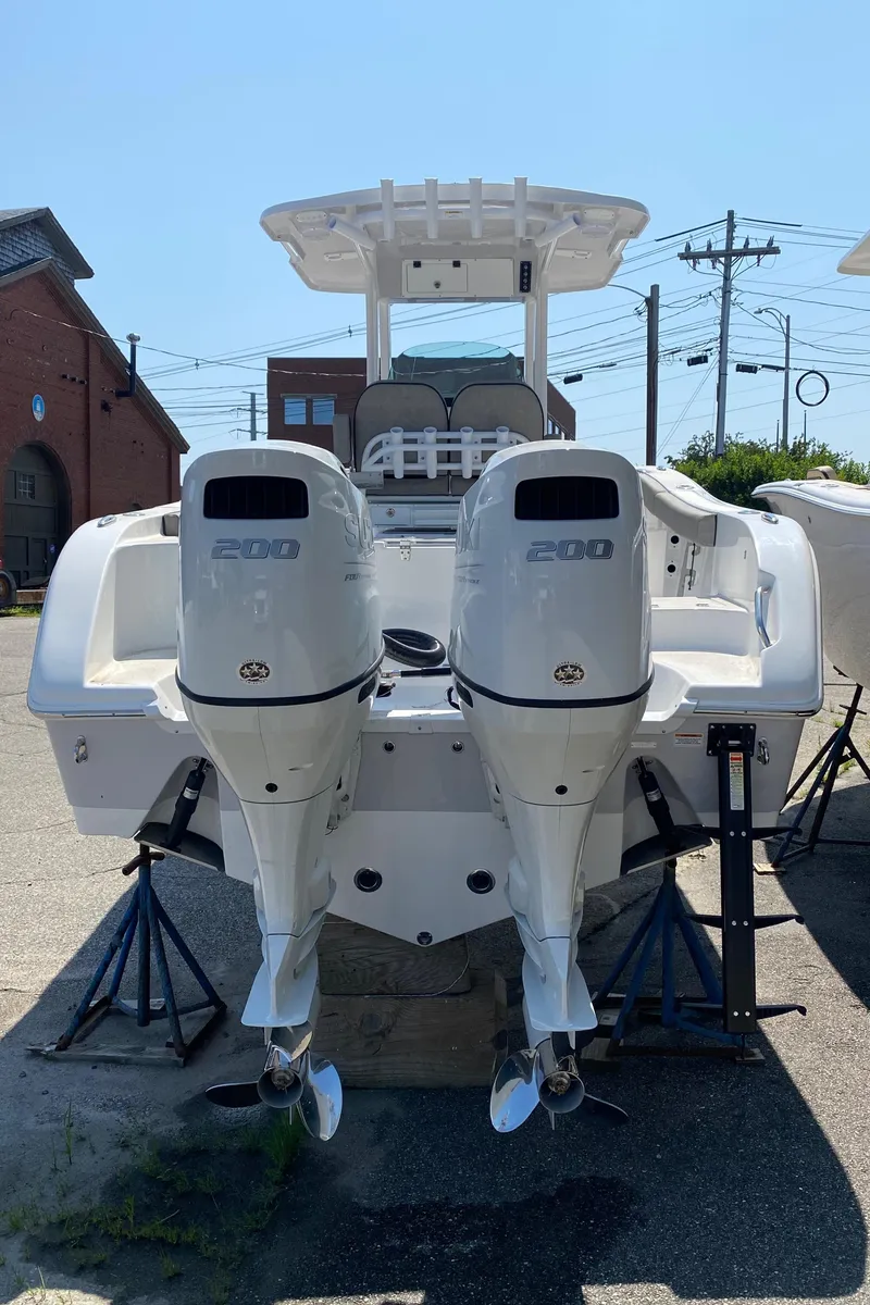 Slide: The Image of 2023 Sea Pro 259 boat with twin engines on display. - 3