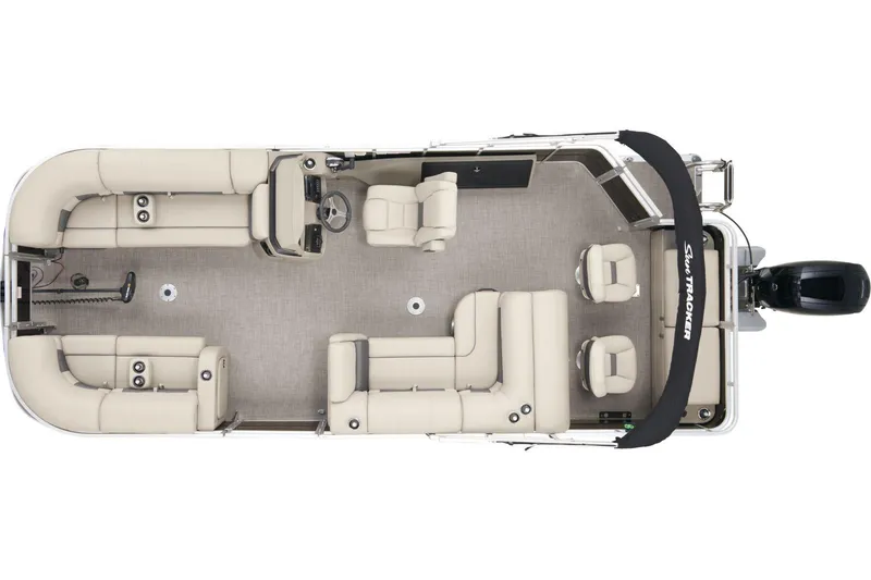 Slide: The Image of 2024 Sun Tracker SportFish 22 DLX pontoon boat interior layout. - 24