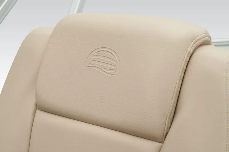 Slide: The Image of Sun Tracker SportFish 22 XP3 2024 beige leather seat with embossed logo. - 48