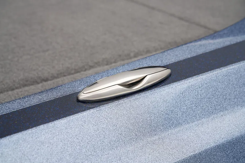 Slide: The Image of Close-up of the 2024 Nitro Z18 Pro boat's sleek metallic handle. - 19