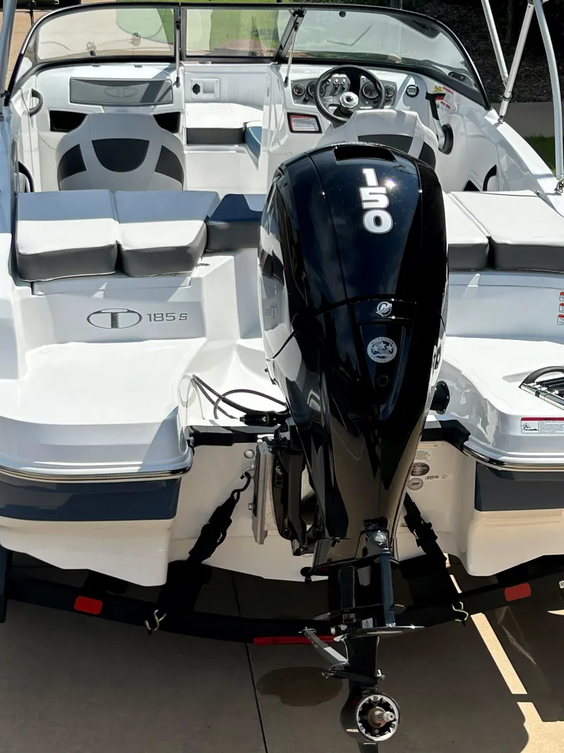Slide: The Image of 2024 Tahoe 185 S boat with 150 HP outboard motor. - 2
