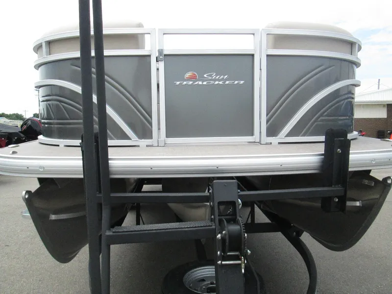 Slide: The Image of 2024 Sun Tracker Party Barge 22 XP3 pontoon boat on trailer. - 3