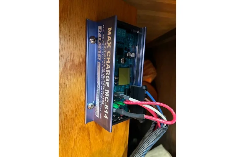 Slide: The Image of Balmar Max Charge MC-614 regulator installed on a 1984 Pearson 34 sailboat. - 16