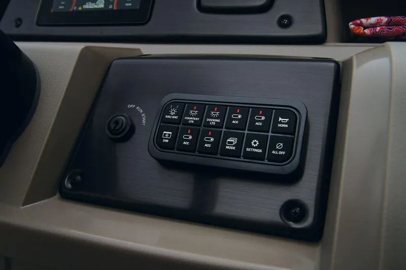 Slide: The Image of Control panel of 2024 Sun Tracker Party Barge 20 DLX pontoon boat. - 40