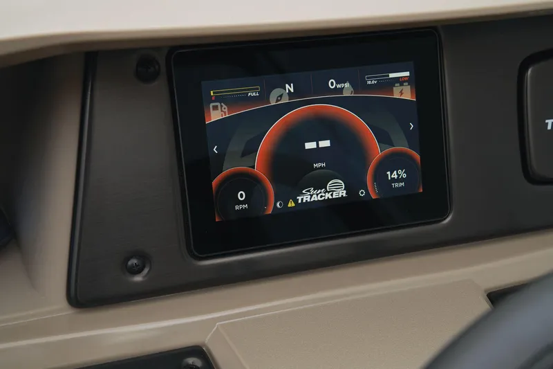 Slide: The Image of Digital dashboard of 2024 Sun Tracker Party Barge 22 XP3 boat. - 38