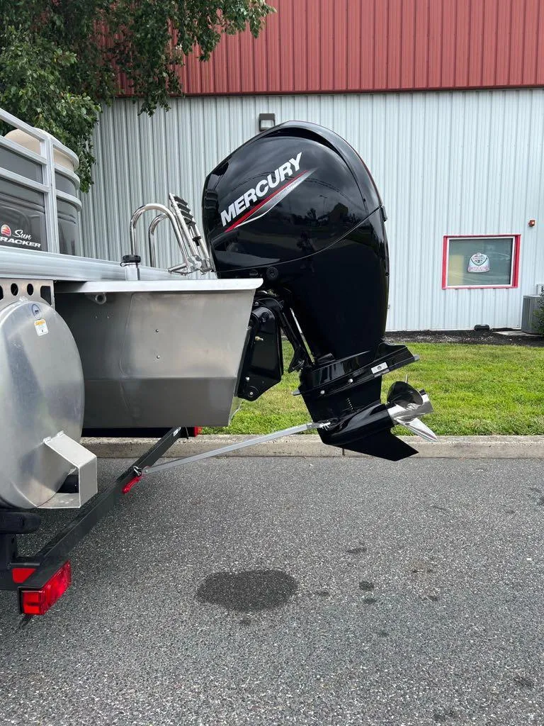 Slide: The Image of 2024 Sun Tracker Party Barge 22 XP3 with Mercury outboard motor. - 6