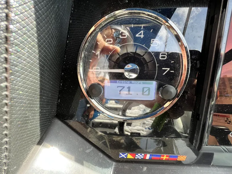 Slide: The Image of Monterey M-45 2022 engine hours gauge displaying 71.0 hours. - 27