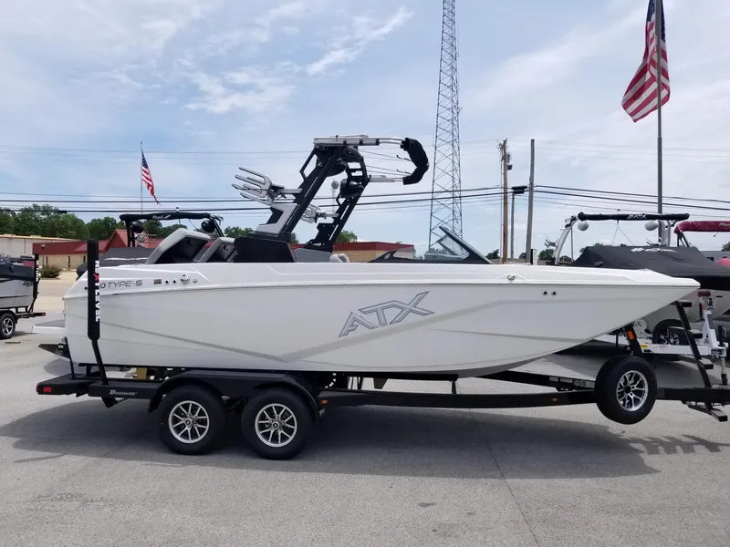 The Image of 2023 ATX Surf Boats 20 Type-S on a trailer, side view. - 0