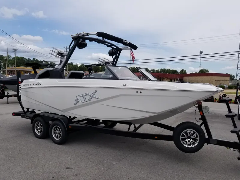 Slide: The Image of 2023 ATX Surf Boats 20 Type-S on trailer, side view. - 4