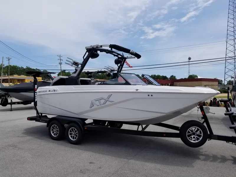 Slide: The Image of 2023 ATX Surf Boats 20 Type-S on trailer, side view. - 5