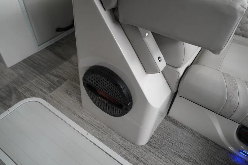 Slide: The Image of 2024 Crest Continental 250 SLS CP3 boat interior with speaker and seating. - 15