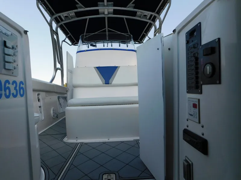 Slide: The Image of Interior view of 2005 Solid Craft LIMITED 40 boat with seating and control panel. - 34