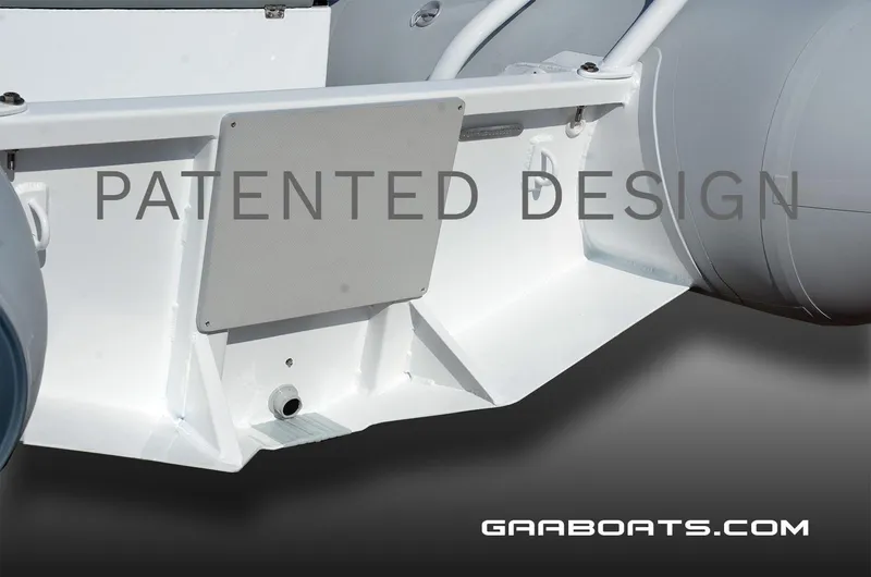 Slide: The Image of 2025 Gala A450 boat with patented design, rear view. - 9