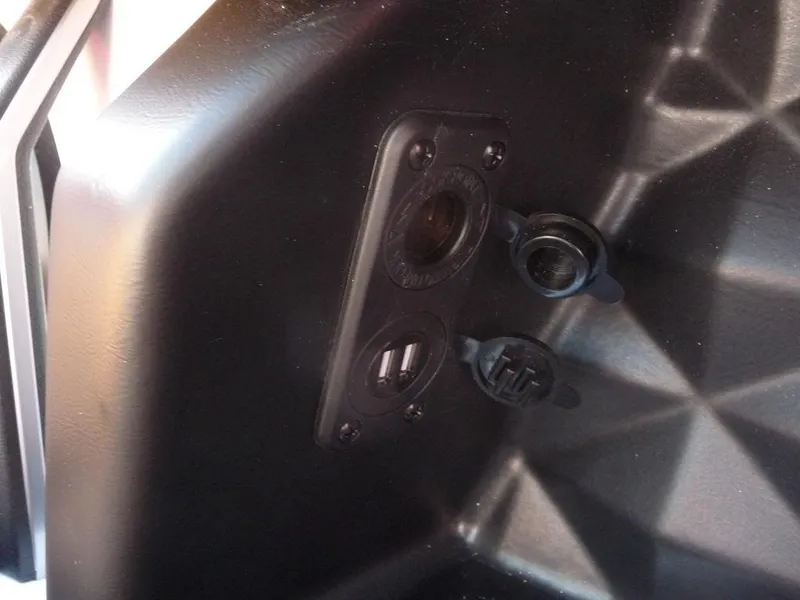 Slide: The Image of 2023 Malibu 21 LX interior panel with USB and auxiliary ports. - 10